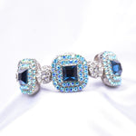 Elegant round square Crystal Stretch Bracelet_3 colors