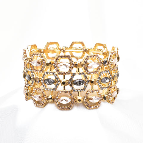 Classical Geometry Hexagon Stretch Crystal Bracelet_6 colors