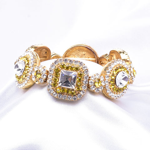 Elegant Teardrop & round Square Crystal Stretch Bracelet_2 colors