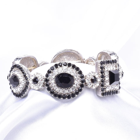 Elegant Oval & Square Crystal Stretch Bracelet