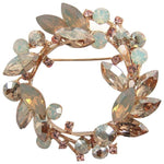 Crystal Floral Wreath Pendant Brooch_7 colors